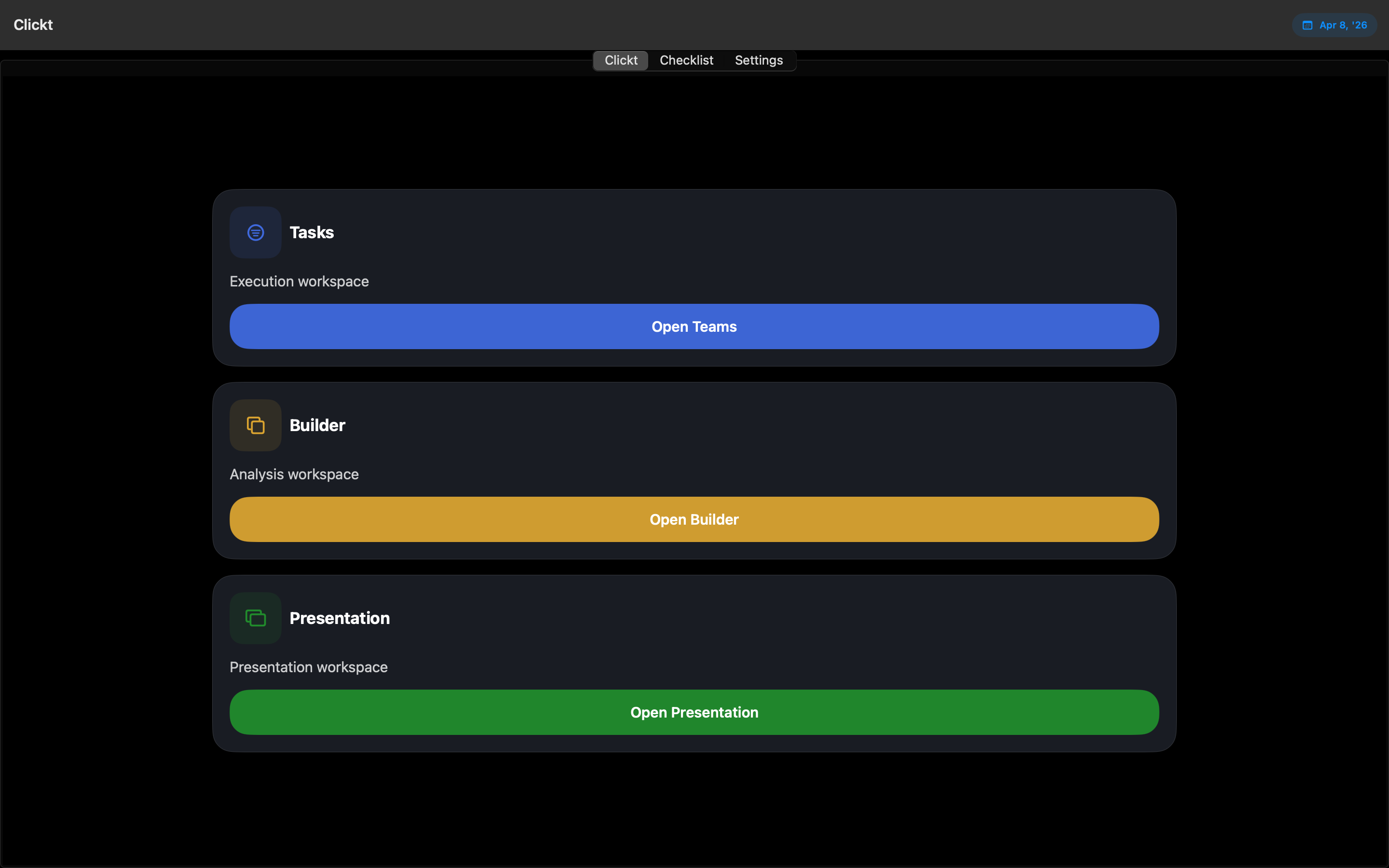 Clickt Mac homepage preview